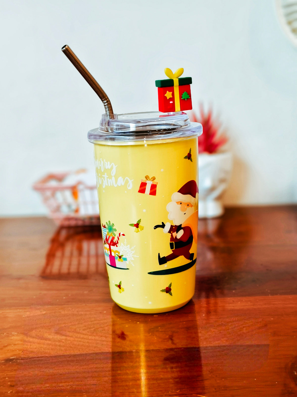 Christmas Theme Kids Steel Tumblers (Steel Straw)