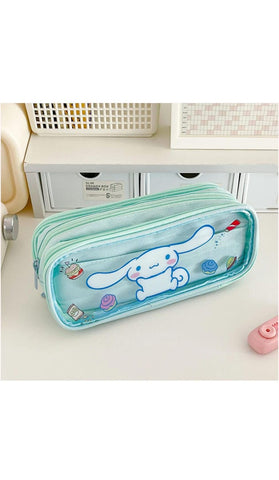 Sanrio Transparent Triple Zip Pouch