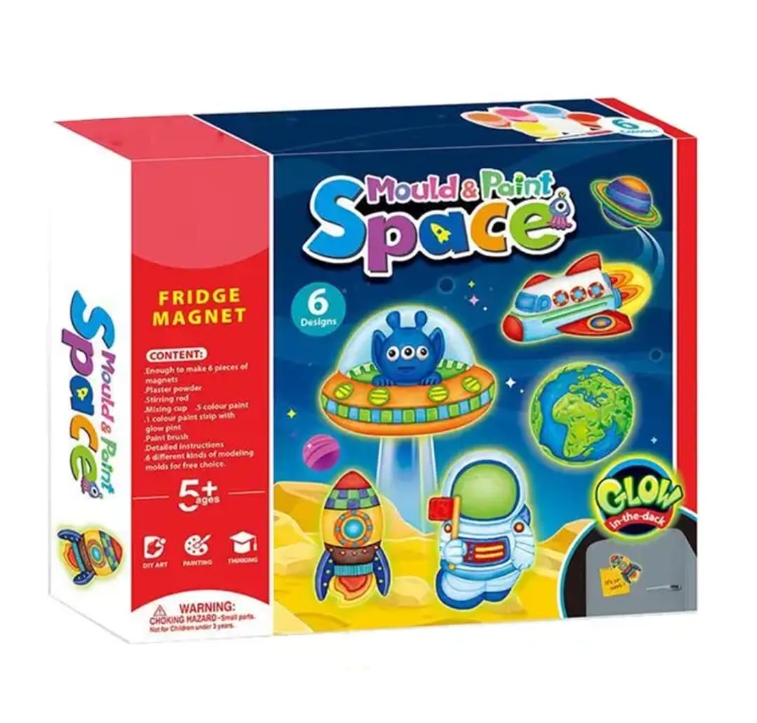 Space theme DIY Mould and Paint Fridge Magnet Kit