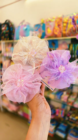 Big Bow Hair Clips - Flower Motif