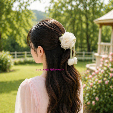 Blooming Rose With Buds  Claw Clip