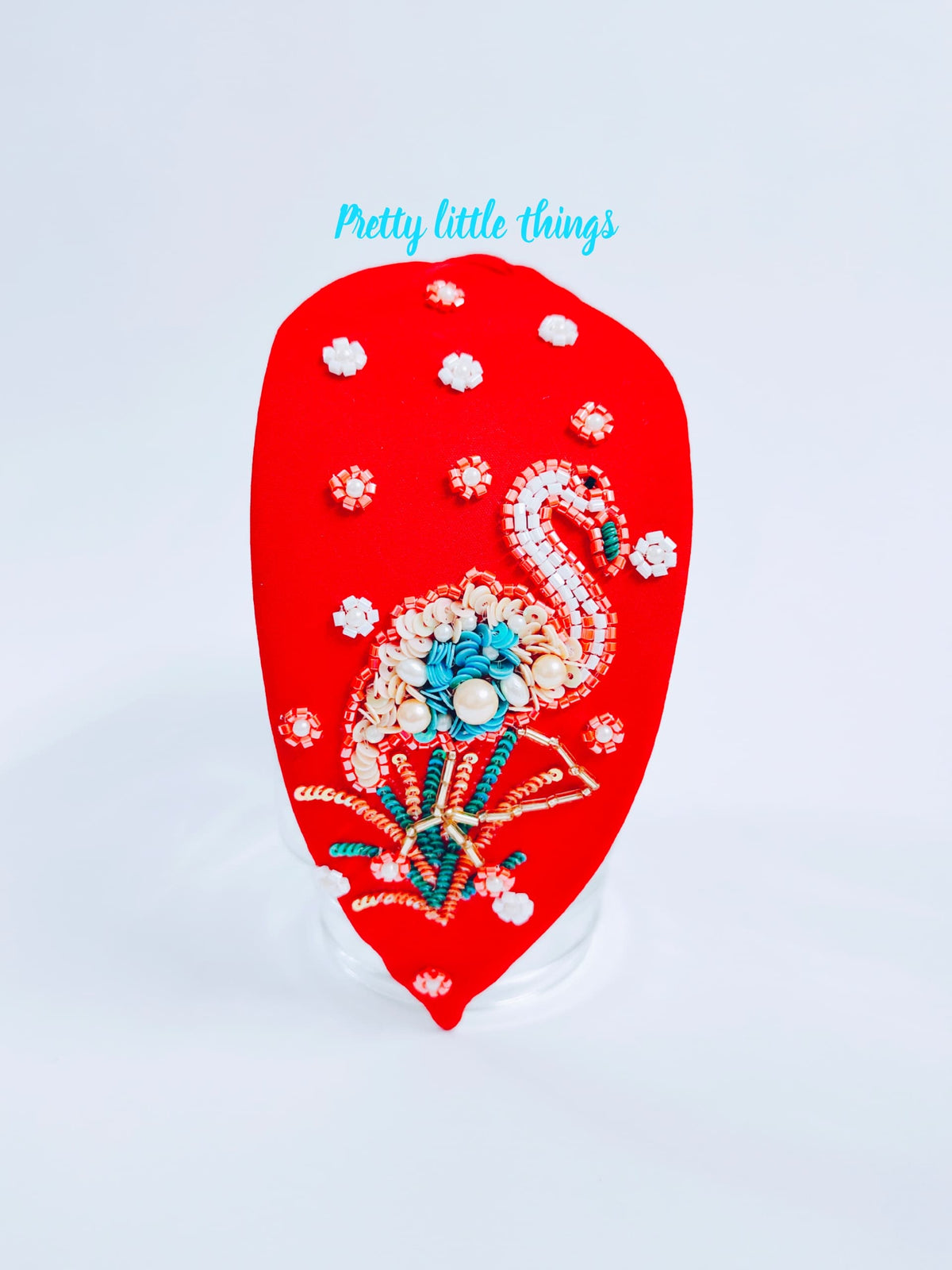 Flamingo Embroidered Hair Band (Handmade)