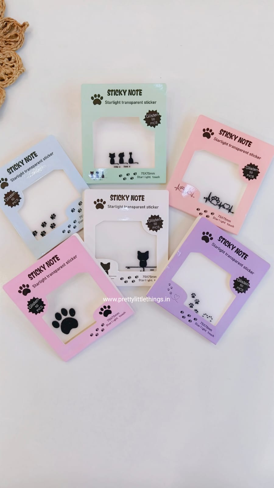 Kitty Shimmer Transparent Sticky Notes