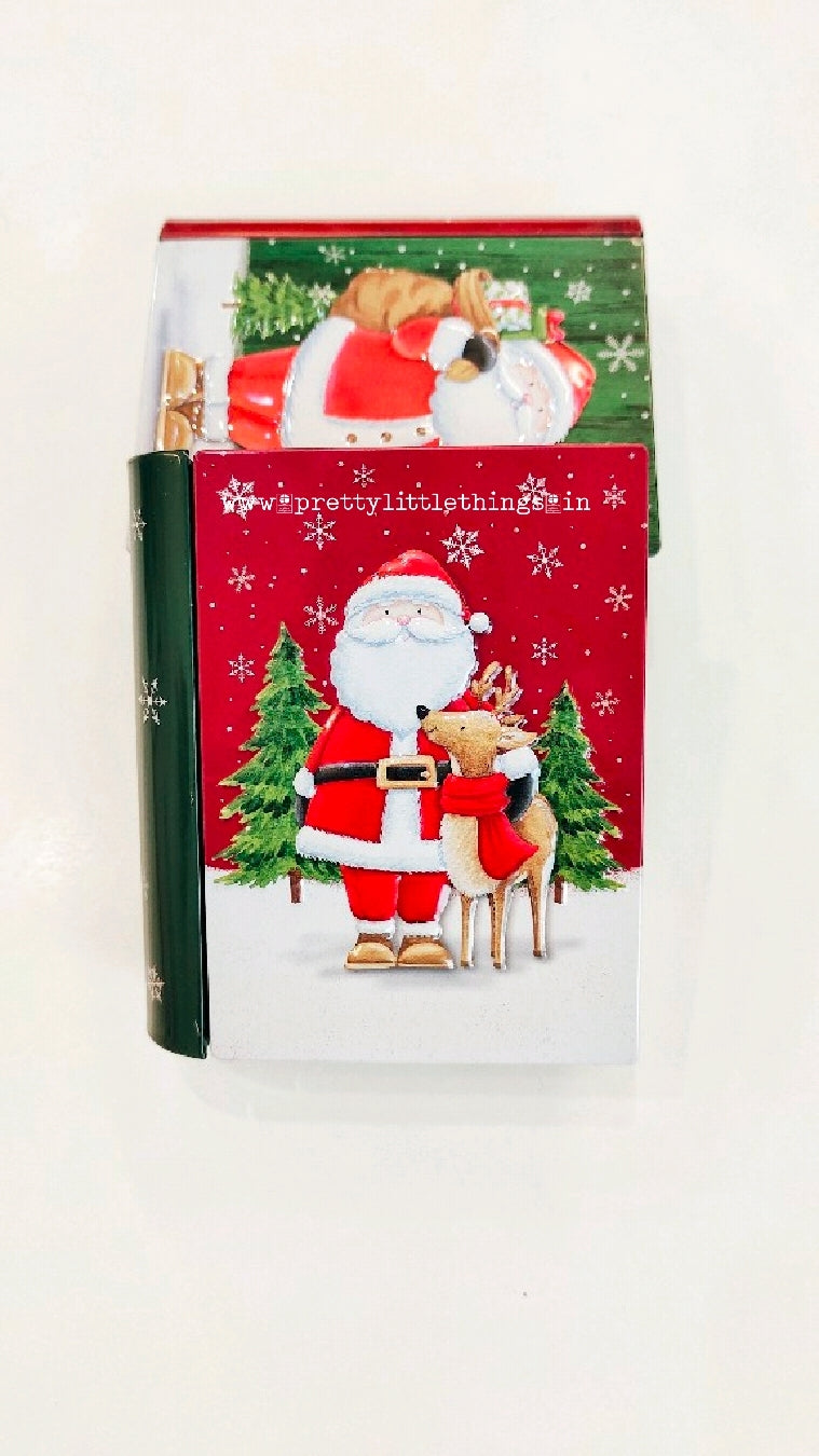 Christmas Theme Tin Box - Book Shape