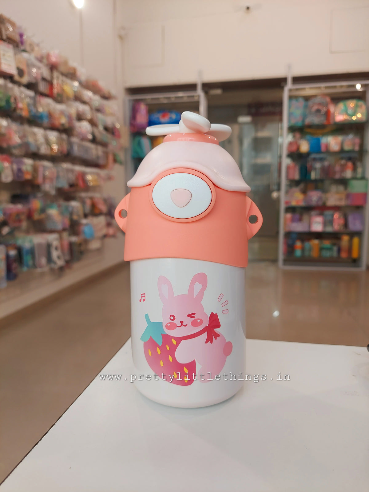 Funky Insulated Kids Cartoon Steel Bottles - 550 ml with Straw and Strap