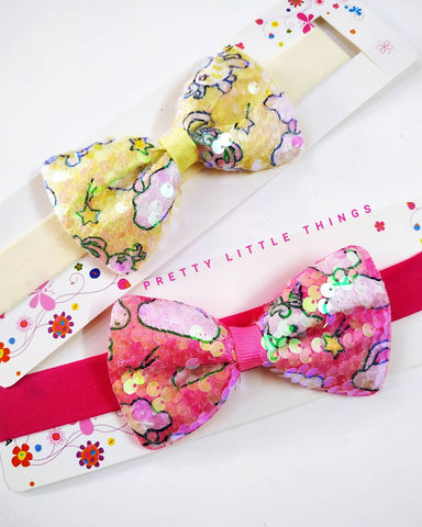 Kids Shimmer Unicorn Bow Soft Hairbands