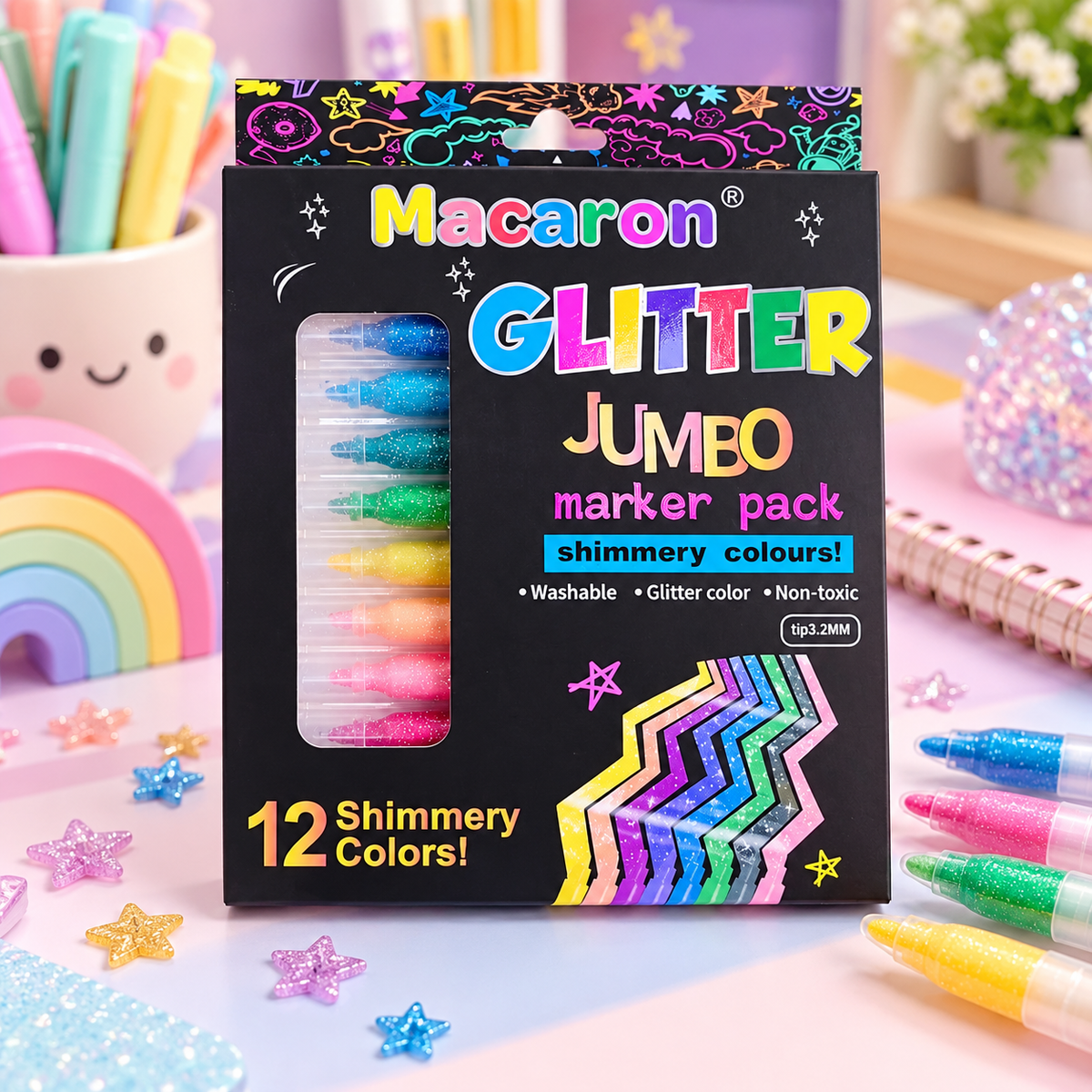Macaron's Glitter Jumbo Markers Pack