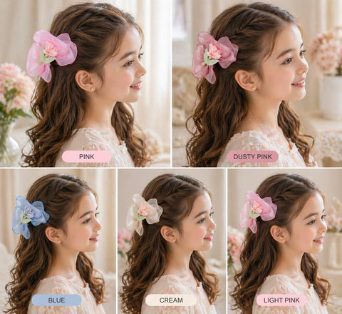 Gorgeous Rose Bud in Bow Hair Clip