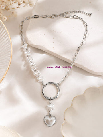 Lumiere Asymmetric Heart Drop Necklace (Gulaabo)