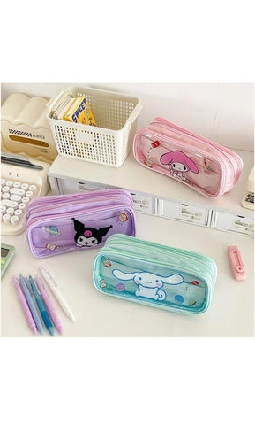 Sanrio Transparent Triple Zip Pouch