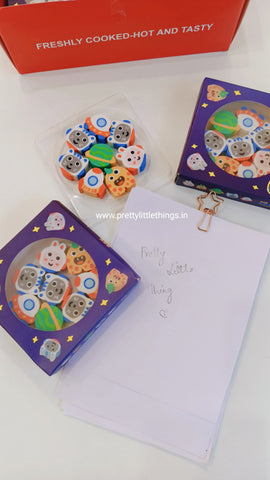 Cute Space Erasers in Mini Pizza Box