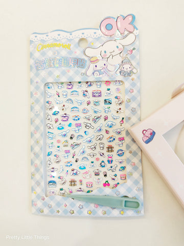 Kawaii Luminous Nail Stickers  with Tweezers ( Pack of 2 Sheets)