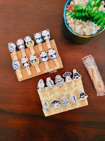 Space Wooden Paper Clips Pack