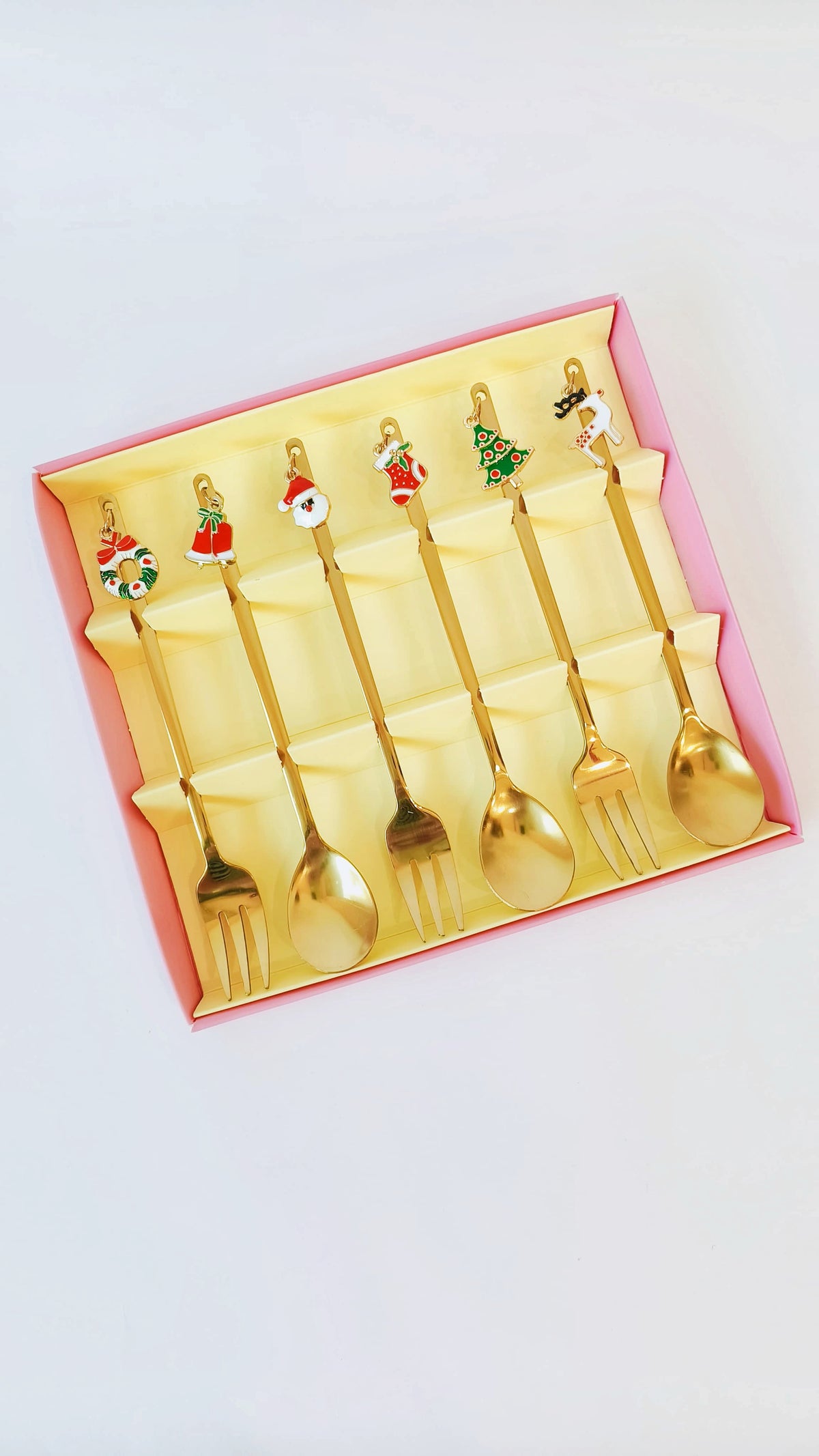 Christmas Cutlery Set of 6 pcs - Dangling Charms (Spoon & Fork)