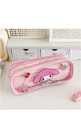 Sanrio Transparent Triple Zip Pouch