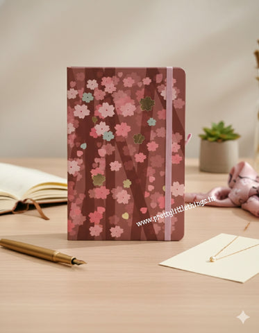 Elegant A5 Cherry Blossom Floral Notebook - Sakura Theme Hard Cover
