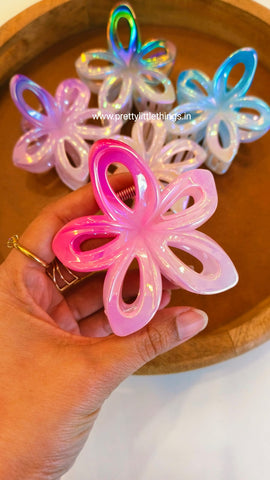 Dual Shade Claw Clip, Plumeria Flower Design