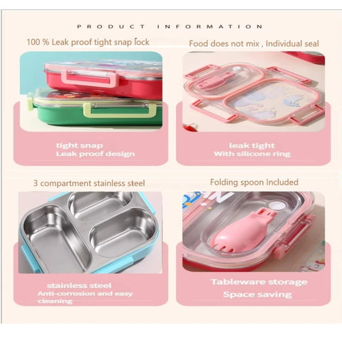 3 Section Steel Tiffin PLTTLX7164 (+ cutlery) 600 ml