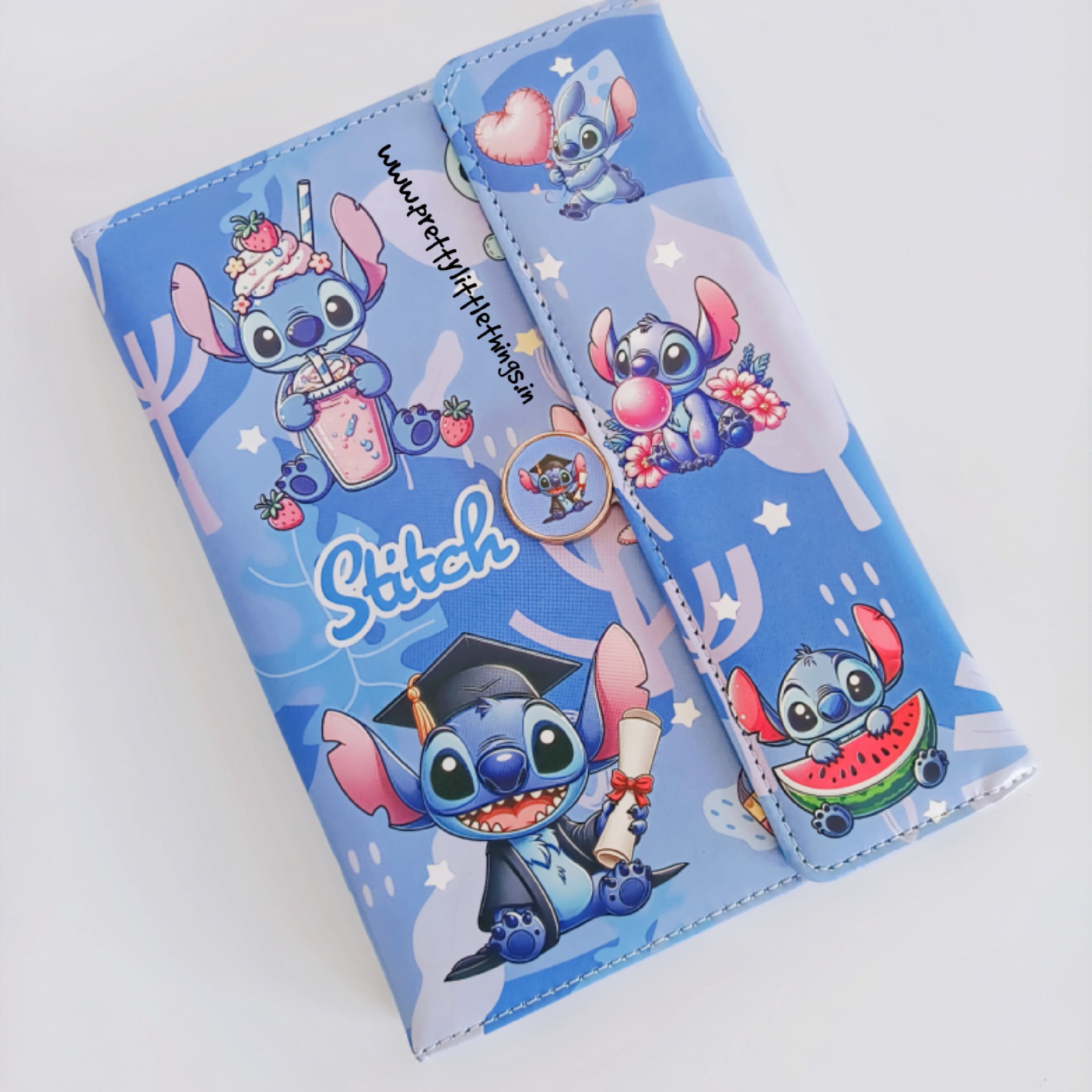 Cartoon character hournal style notebook with various poses on a light gray background