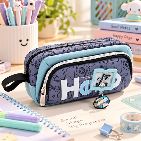 'Hello' - Aesthetic Canvas Stationery Pouch