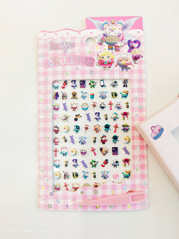 Kawaii Luminous Nail Stickers  with Tweezers ( Pack of 2 Sheets)