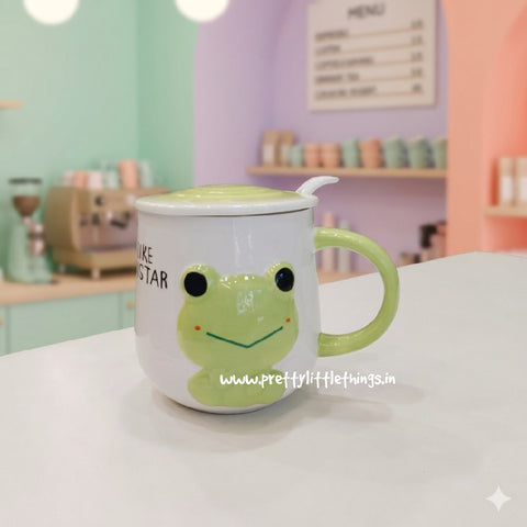 Unistar Ceramic Coffee / Milk Mug (With Lid & Spoon)