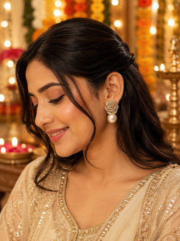 Flower with Pearl, Earrings