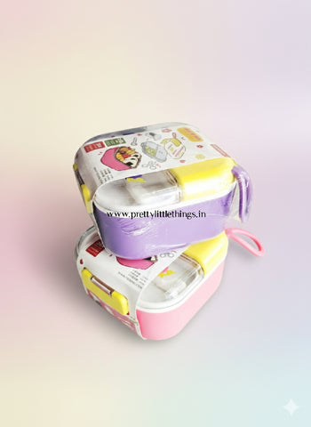Tedemei Colorful Stainless Steel Bento Box 600 ml + 45 ml (Leak Proof, Anti Bacterial)