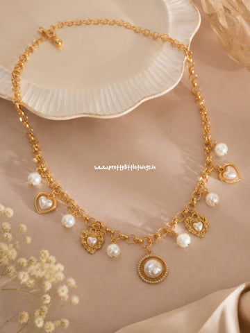 Valentina Antique Heart Charm Necklace (Gulaabo)