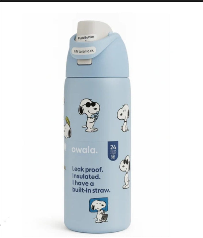 Owala Free Sip Spout Premium Peanuts Snoopy Print Bottle 710 ml