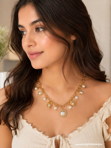 Valentina Antique Heart Charm Necklace (Gulaabo)