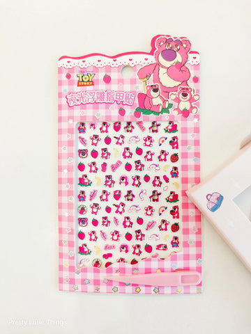 Kawaii Luminous Nail Stickers  with Tweezers ( Pack of 2 Sheets)
