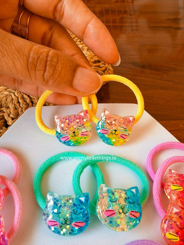Kitty Shimmer Hair Ties Pair