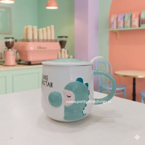 Unistar Ceramic Coffee / Milk Mug (With Lid & Spoon)