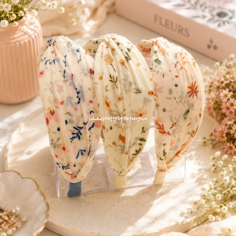 Knots and Flowers Floral Print Broad Hairbands
