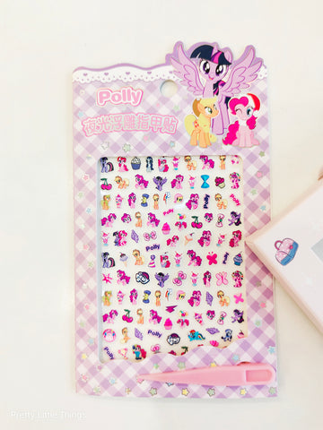 Kawaii Luminous Nail Stickers  with Tweezers ( Pack of 2 Sheets)