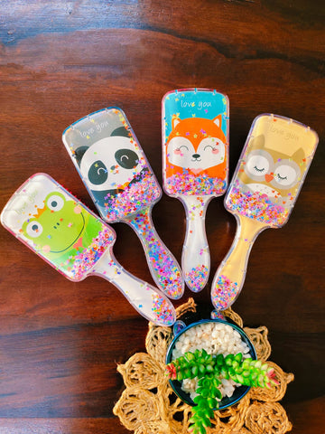 Hair Brush - Panda & Others Shimmery - Rectangle