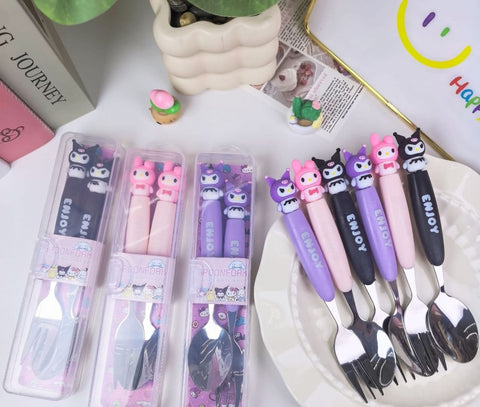 Sanrio Kuromi & Friends Spoon Fork Set (Cutlery Set)