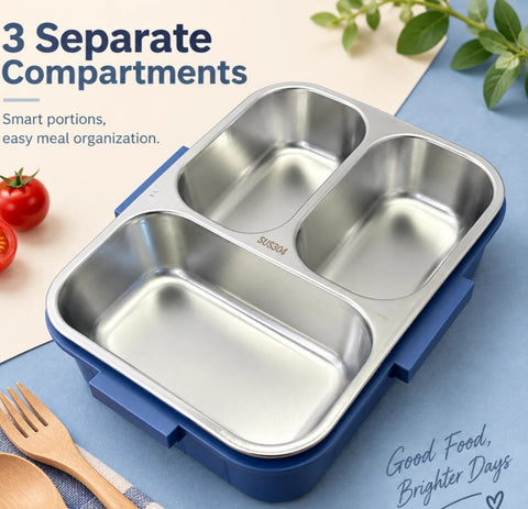 Solid Colors Elegant 3 Section Tiffin