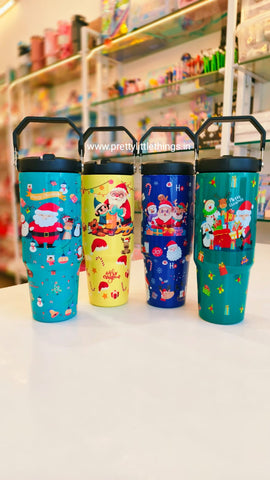 Christmas Theme Ice Flow Style Steel Tumblers 900 ml
