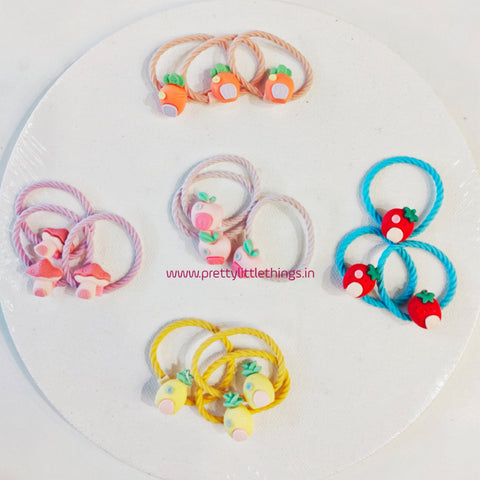 Cute Hair Ties Set in Mini Fruits Design