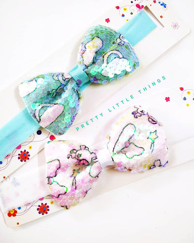 Kids Shimmer Unicorn Bow Soft Hairbands