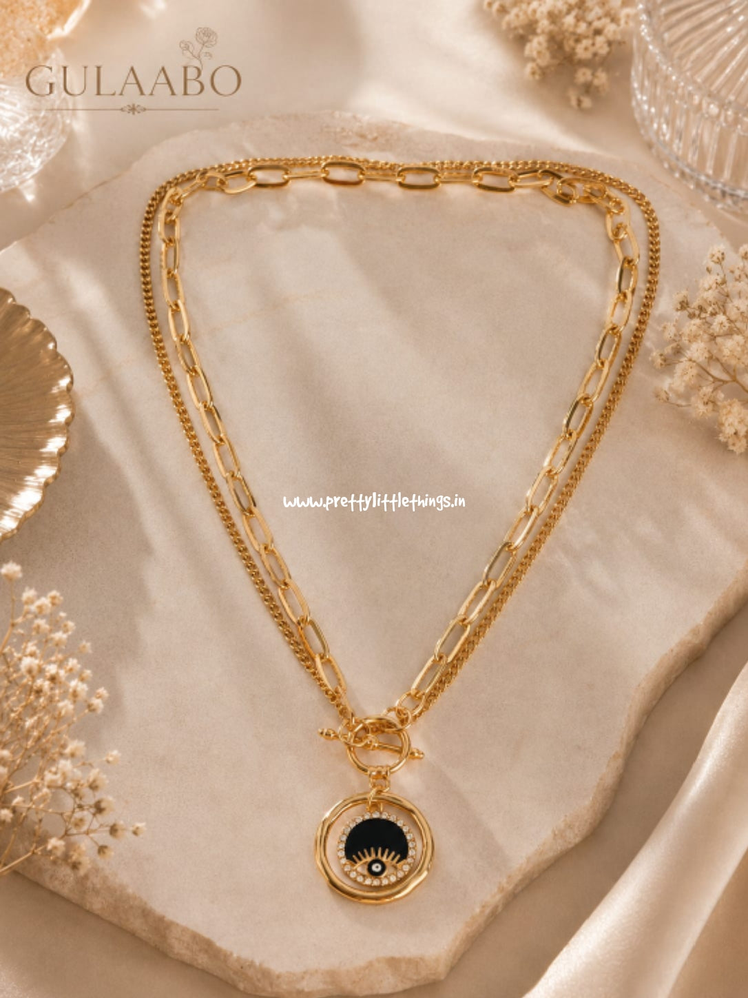 Aura Evil Eye Toggle Necklace (Gulaabo)