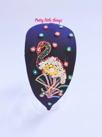 Flamingo Embroidered Hair Band (Handmade)
