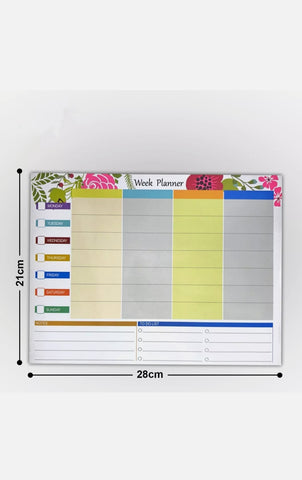 Magnetic Re- Useable Weekly Planner - Floral Print