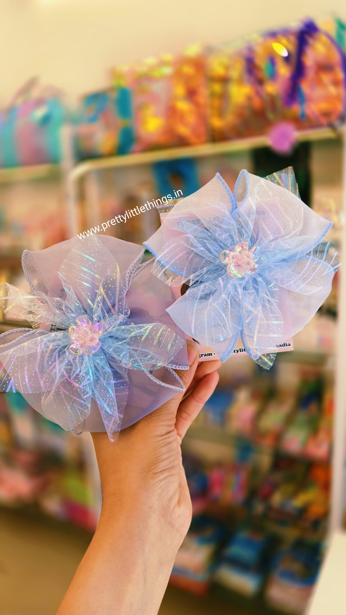 Big Bow Hair Clips - Flower Motif