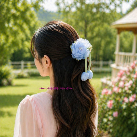 Blooming Rose With Buds  Claw Clip