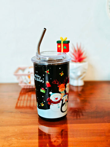 Christmas Theme Kids Steel Tumblers (Steel Straw)