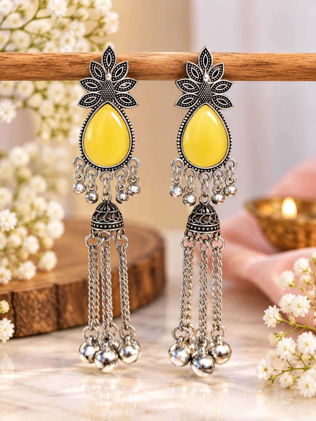 Chandrika Jhumka Earrings, Oxidised Earrings