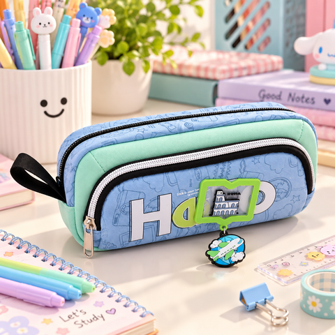 'Hello' - Aesthetic Canvas Stationery Pouch